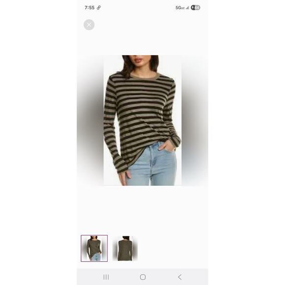 Michael Stars Quiet Luxury Women's size Large Grungecore Dani Stripped Comfy Tee - Picture 11 of 12